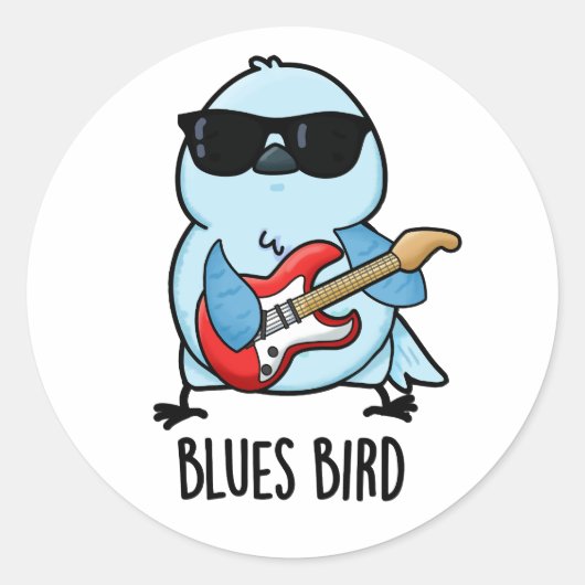 Blues Bird Funny Bluebird Pun Ronde Sticker (Voorkant)