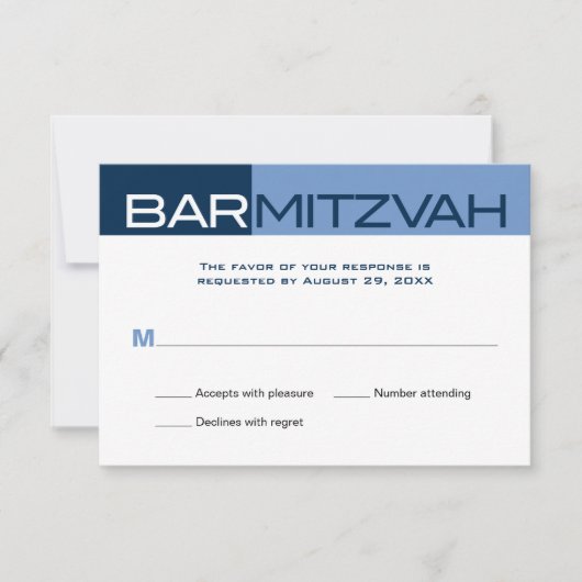 Blues Block Bar Mitzvah Reply RSVP (Voorkant)