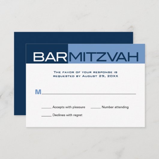 Blues Block Bar Mitzvah Reply RSVP (Voorkant / Achterkant)