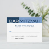 Blues Block Bar Mitzvah Reply RSVP Kaartje (Staand voorkant)