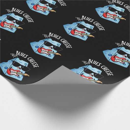 Blues Cheese Funny Food Pun Dark BG Cadeaupapier (Hoek)