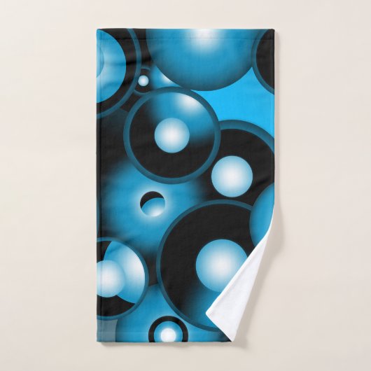 Blues Concentrische cirkel orbitaal Abstracte kuns Bad Handdoek (Handdoek)