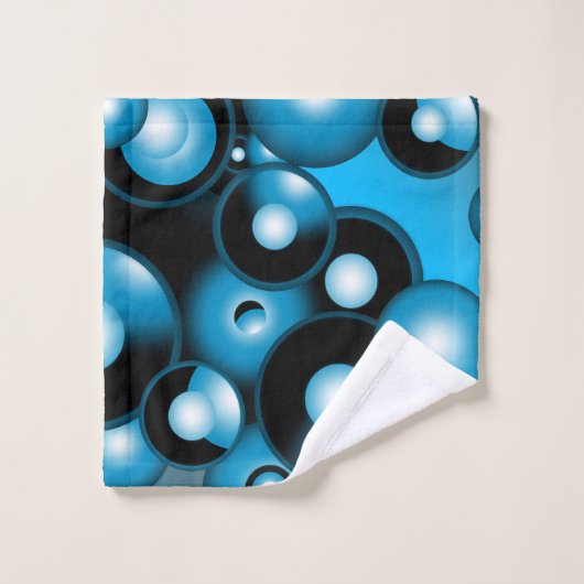 Blues Concentrische cirkel orbitaal Abstracte kuns Bad Handdoek (Wasdoekje)