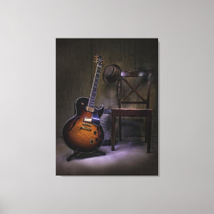 Blues Guitar en voorzitter Canvas Afdruk