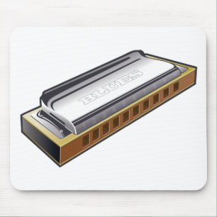 Blues Harmonica - Mousepad Muismat