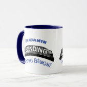 Blues harmonica player buending humor musicus mok (Voorkant links)