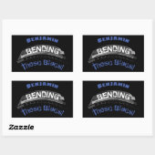 Blues harmonica player buending humor musicus rechthoekige sticker (Vel)