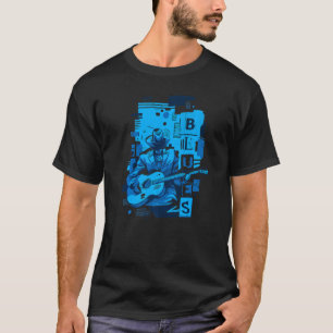 Blues Music Graphic of Bluesman en Guitar T-shirt