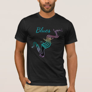 Blues Music Saxophone en Musical Notes T-shirt