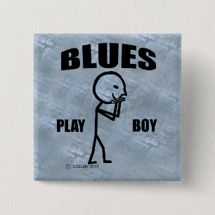 Blues Play Boy Vierkante Button 5,1 Cm