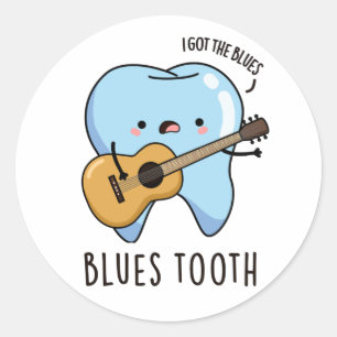 Blues Tooth Funny Dental Music Pun Ronde Sticker
