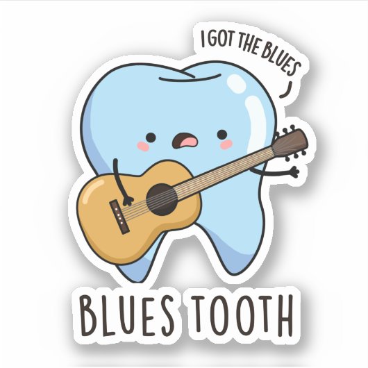 Blues Tooth Funny Dental Music Pun Sticker (Voorkant)