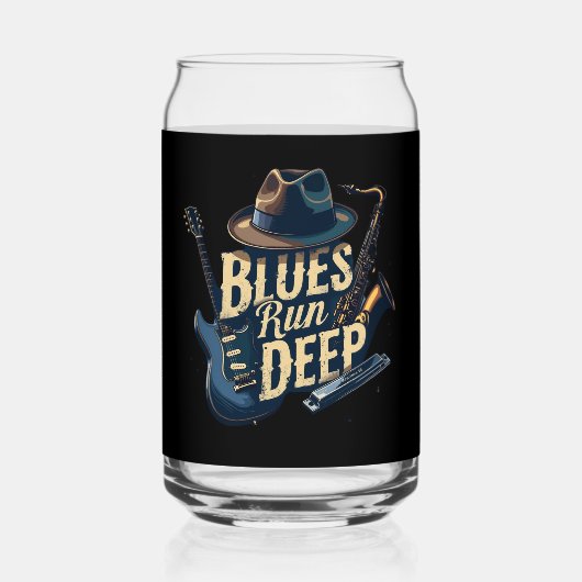 Bluesmuziek retro esthetische  jazz blikvorm glas (Achterkant)