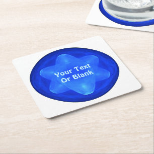 Bluestar Fractal Vierkante Kartonnen Onderzetter