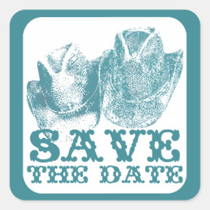 Bluestone Blauwgroen Western paard Ranch Boerderij Vierkante Sticker