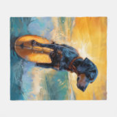Bluetick Coonhound Beach Surfen schilderij Fleece Deken (Voorkant (Horizontaal))