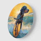 Bluetick Coonhound Beach Surfen schilderij Grote Klok (Hoek)