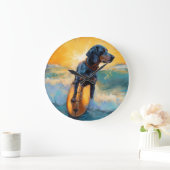 Bluetick Coonhound Beach Surfen schilderij Grote Klok (Huis)