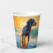 Bluetick Coonhound Beach Surfen schilderij Papieren Bekers (Achterkant)