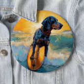 Bluetick Coonhound Beach Surfen schilderij Ronde Button 6,0 Cm (In situ)