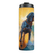 Bluetick Coonhound Beach Surfen schilderij Thermosbeker (Voorkant)