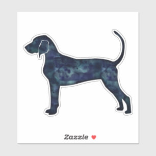 Bluetick Coonhound Black Waterverf Silhouette Sticker