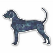 Bluetick Coonhound Black Waterverf Silhouette Sticker (Voorkant)