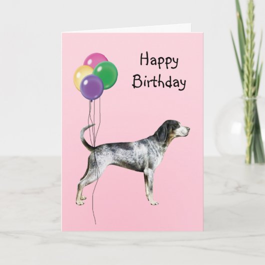 Bluetick Coonhound, de Ballons van de Verjaardag Kaart (Voorkant)