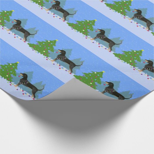 Bluetick Coonhound Decorating Kerstboom Cadeaupapier (Hoek)
