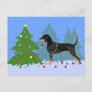 Bluetick Coonhound Decorating Kerstboom Feestdagenkaart