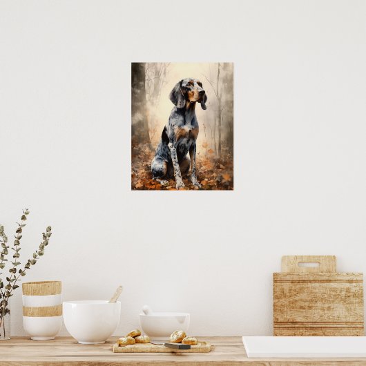 Bluetick Coonhound Dog Art Imprimer Poster (Cuisine)