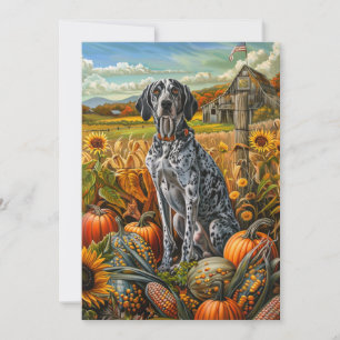 Bluetick Coonhound Dog Autumn Harvest Thanksgiving Feestdagenkaart