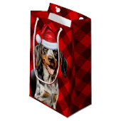 Bluetick Coonhound Dog Feestelijke Plaid Kerstmis Klein Cadeauzakje (Voorkant Gekanteld)