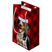 Bluetick Coonhound Dog Feestelijke Plaid Kerstmis Klein Cadeauzakje (Achterkant Gekanteld)