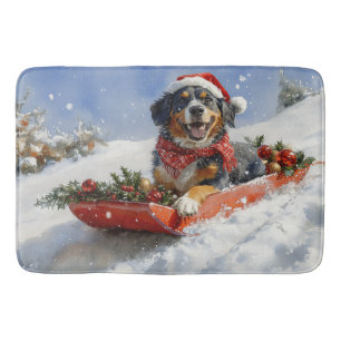 Bluetick Coonhound Dog in Sledge Christmas Badmat