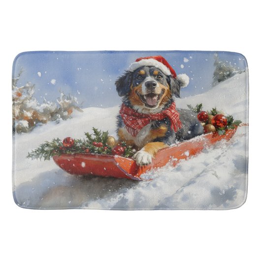 Bluetick Coonhound Dog in Sledge Christmas Badmat (Voorkant)
