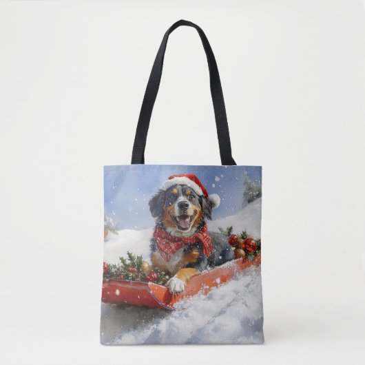 Bluetick Coonhound Dog in Sledge Christmas Draagtas (Voorkant)