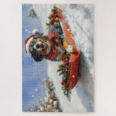 Bluetick Coonhound Dog in Sledge Christmas Legpuzzel (Verticaal)