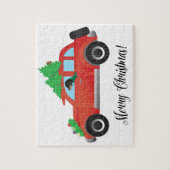 Bluetick Coonhound Dog rijdend kerstwagen Legpuzzel (Verticaal)