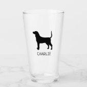Bluetick Coonhound Dog Silhouette gepersonaliseerd Glas (Voorkant)