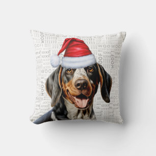 Bluetick Coonhound Dog Waterverf Christmas Kussen