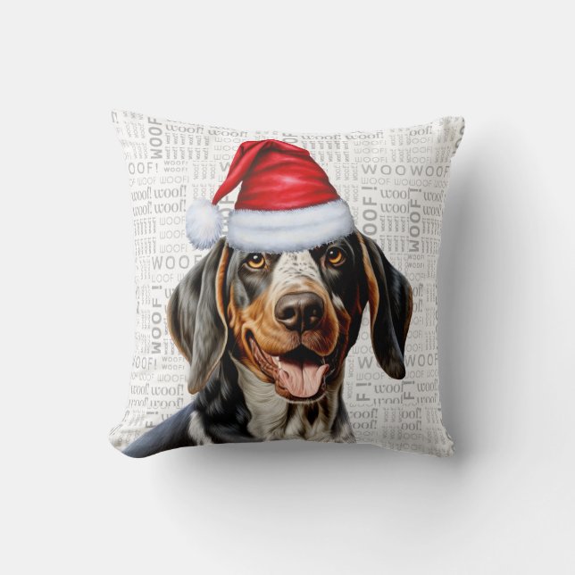 Bluetick Coonhound Dog Waterverf Christmas Kussen (Voorkant)