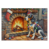 Bluetick Coonhound Fireplace with Christmas Lights Snijplank (Voorkant)