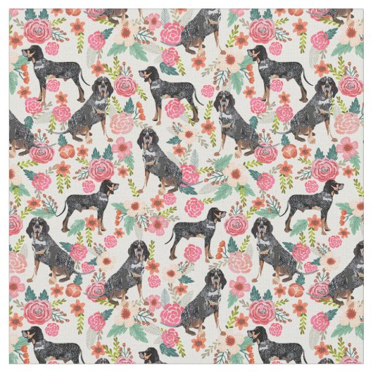 Bluetick Coonhound  florals crème Stof (Close Up)