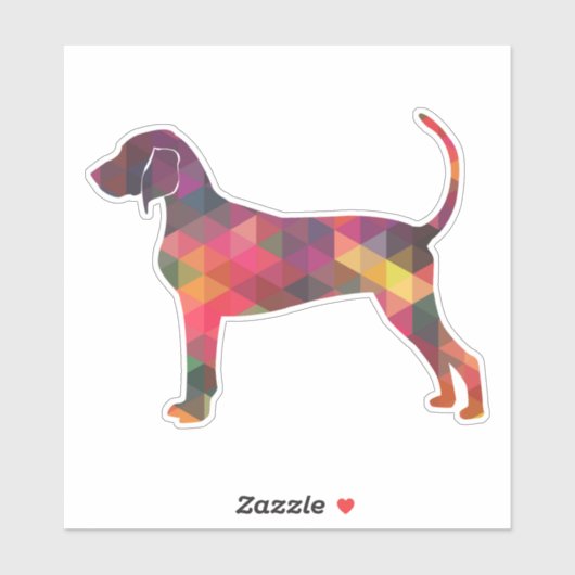 Bluetick Coonhound Geometric Pattern Silhouette Sticker (Vel)