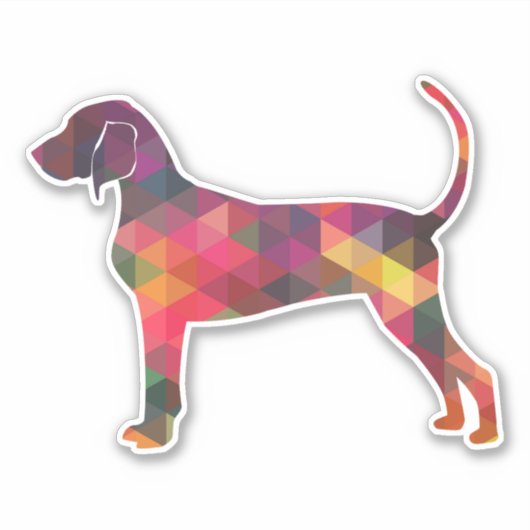 Bluetick Coonhound Geometric Pattern Silhouette Sticker (Voorkant)