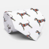 Bluetick Coonhound Geometric Pattern Silhouette Stropdas (Opgerold)