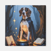 Bluetick Coonhound grillig Halloween schilderij Magneet (Voorkant)