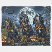 Bluetick Coonhound Halloween Griezelig Fleece Deken (Voorkant (Horizontaal))