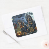 Bluetick Coonhound Halloween Spooky Vierkante Sticker (Envelop)